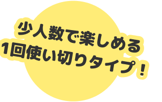 少人数で楽しめる１回使い切りタイプ